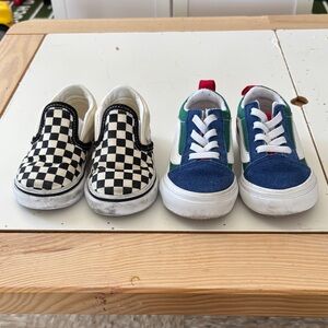 Vans Kids Checkered and Blue-Green Sneakers